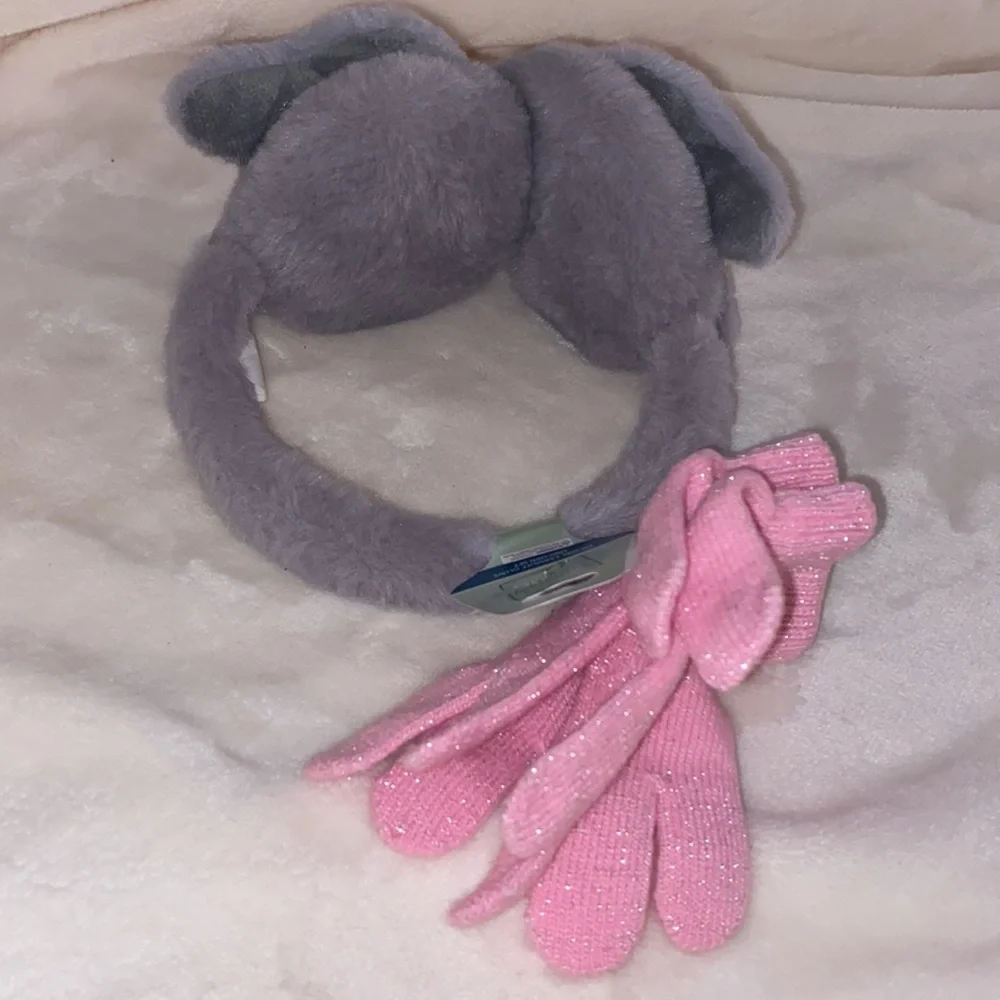 Kitty cat ear muffs & sparkle gloves set NEW!